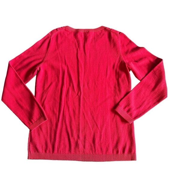 Talbots Red Cotton Cable Knit Sweater Long-Sleeve size Medium - Picture 2 of 5